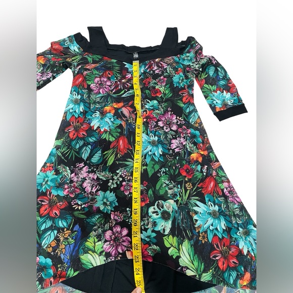 ELENA KATTAN Floral Cold Shoulder mesh Print Tunic Size S - Picture 8 of 8